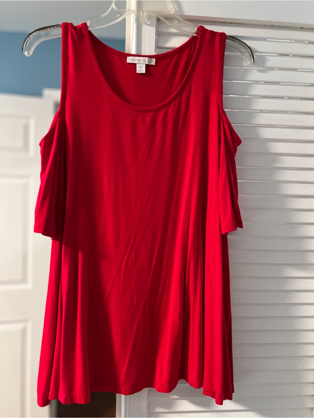 Westport Bright Red Cold-Shoulder Tunic Top